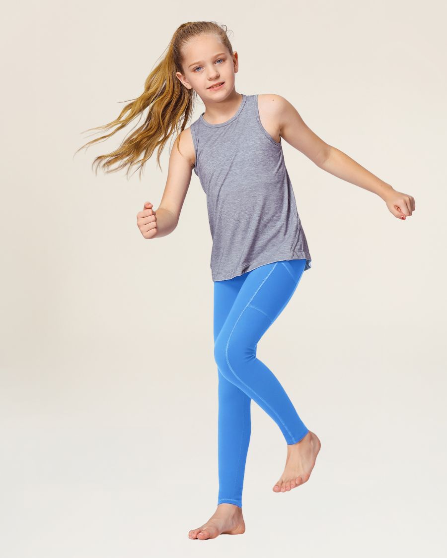 Vibrant Blue Girls Athletic Leggings