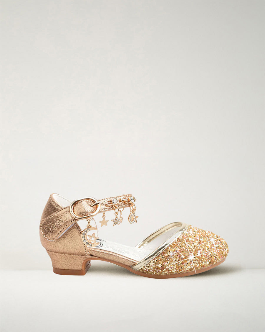 Gold Girls Sparkly Princess Sequin Sandals