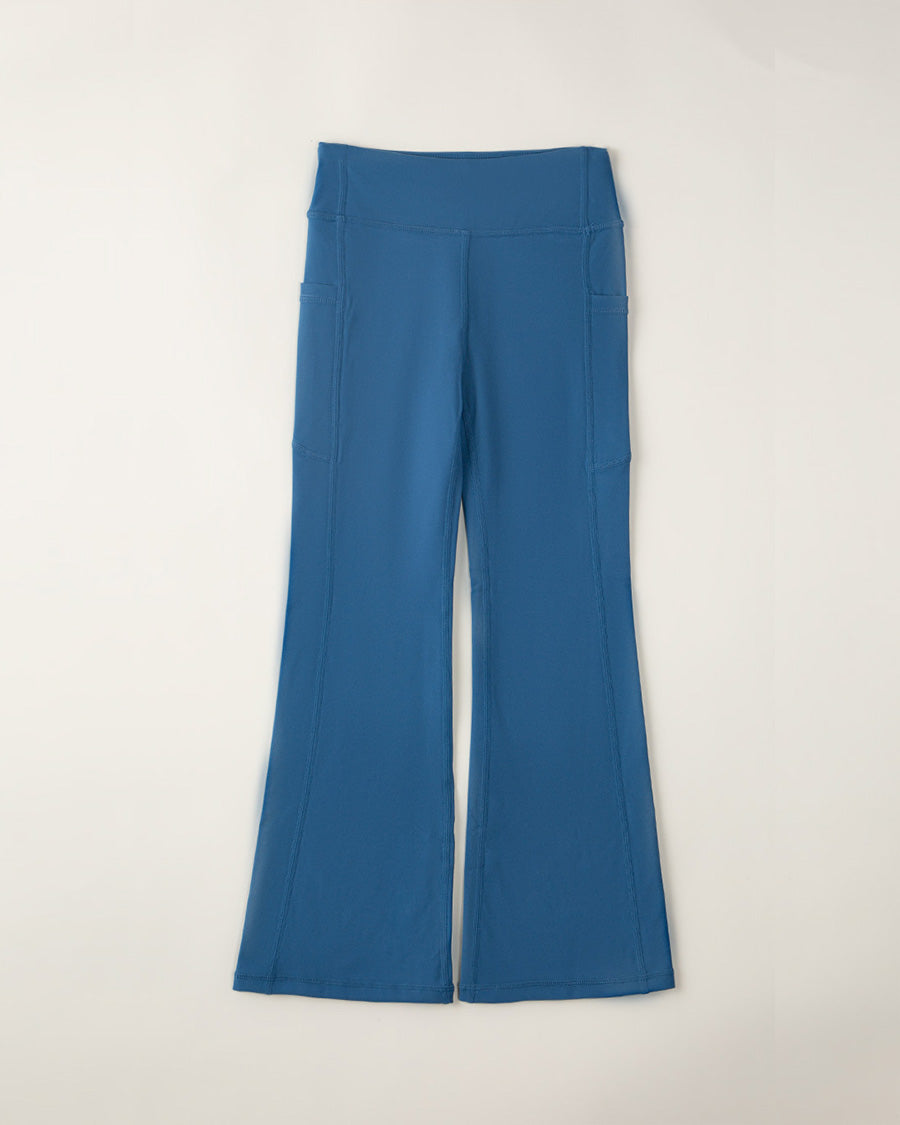 Blue Girls Flare Leggings with 2 Pockets
