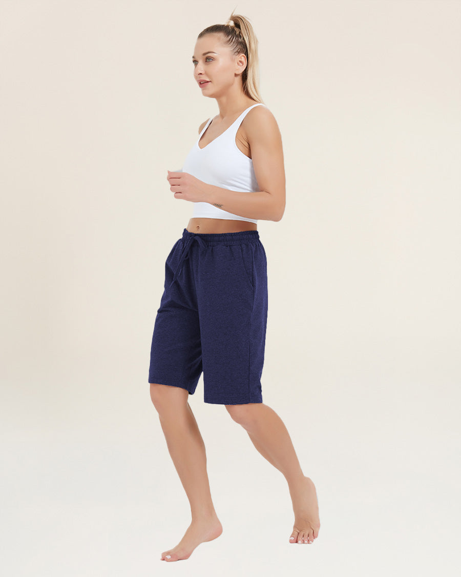 Navy Cotton Lounge Shorts 10”