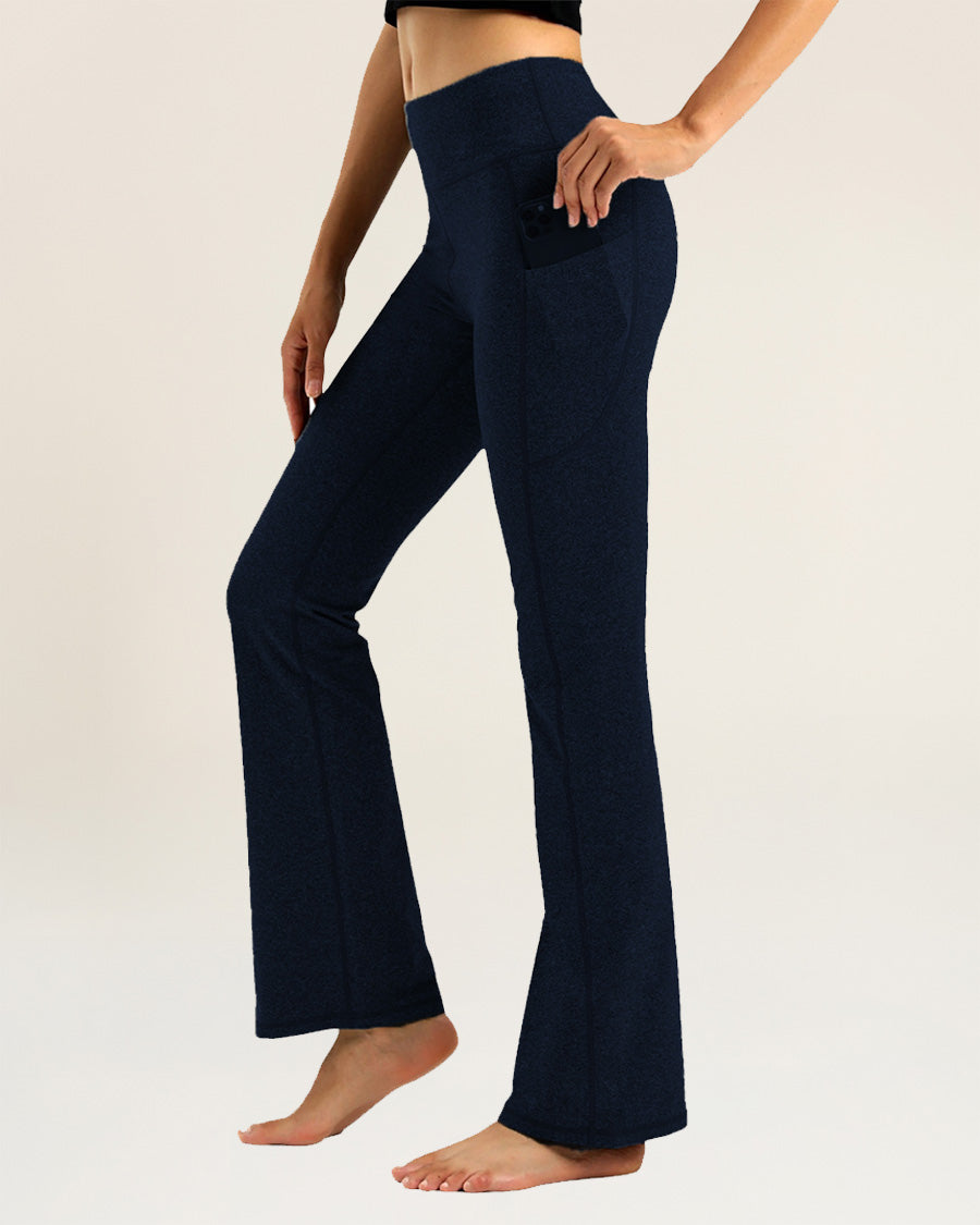 Navy High Waisted Yoga Flare Pants