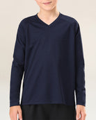 Navy Kids Athletic Performance Long Sleeve Shirts