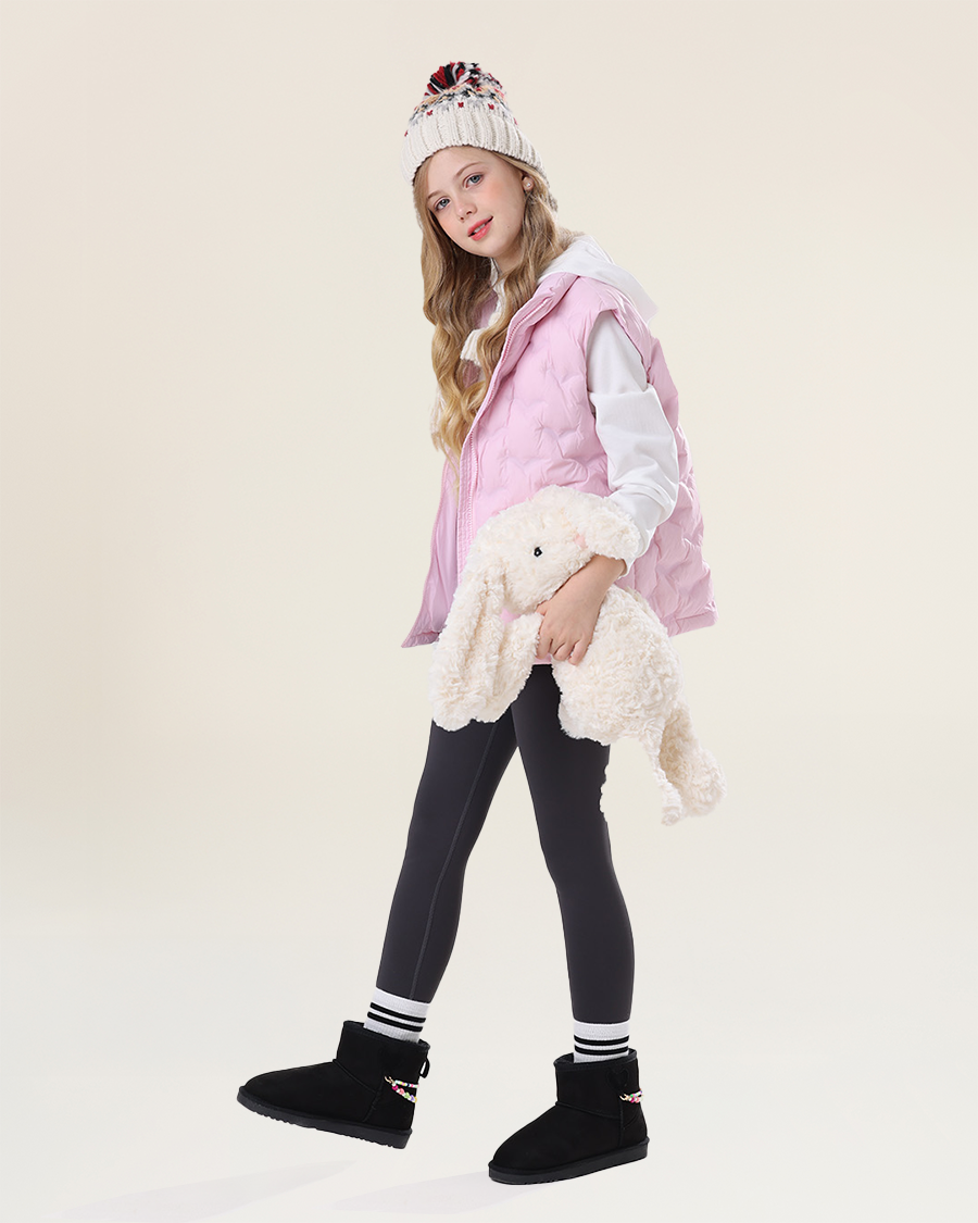 Black Kids Faux Fur Snow Boots