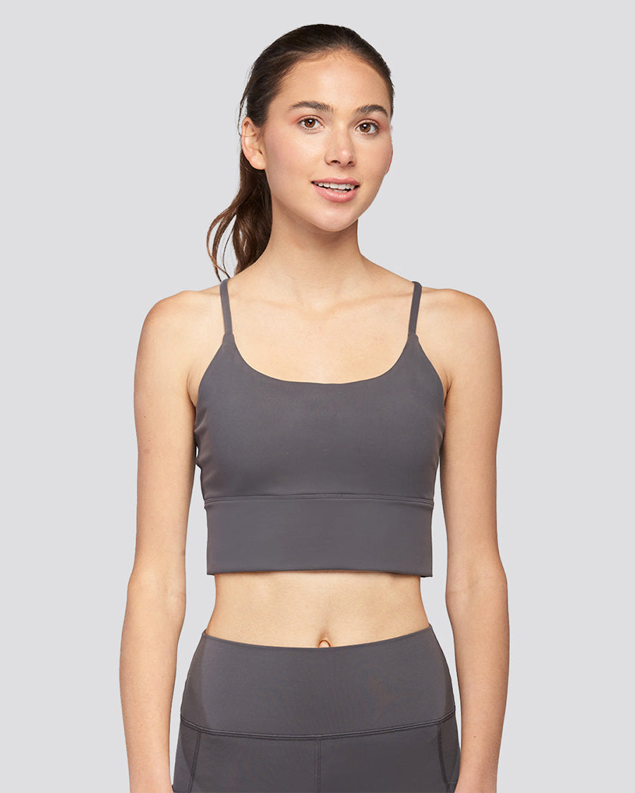 Charcoal SoftLuxe Crop Top Sports Bra
