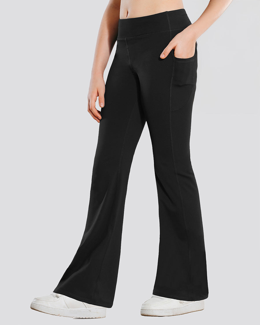 Black Girls Flare Leggings with 2 Pockets