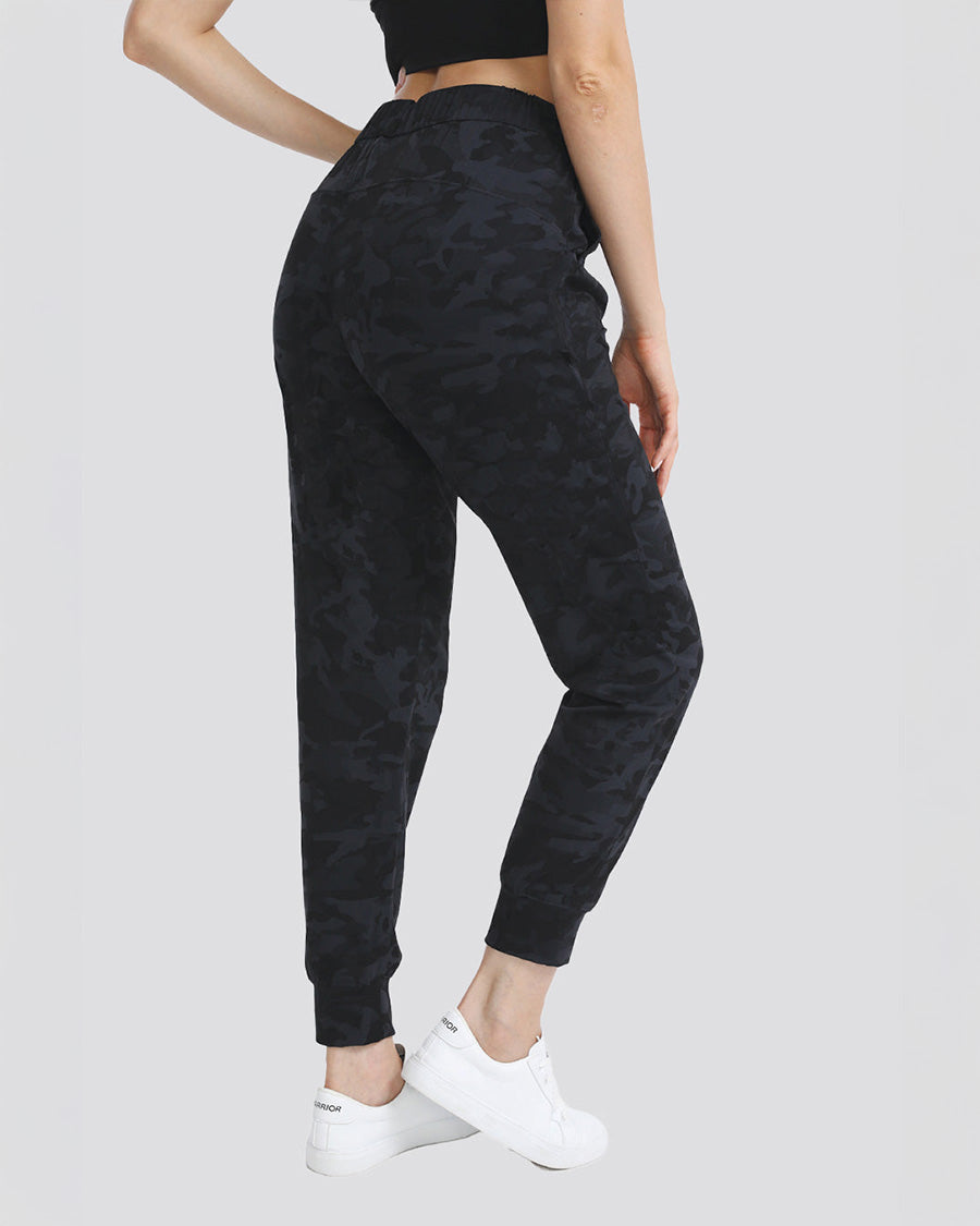 Grey Camo Jogger Pants High Waisted