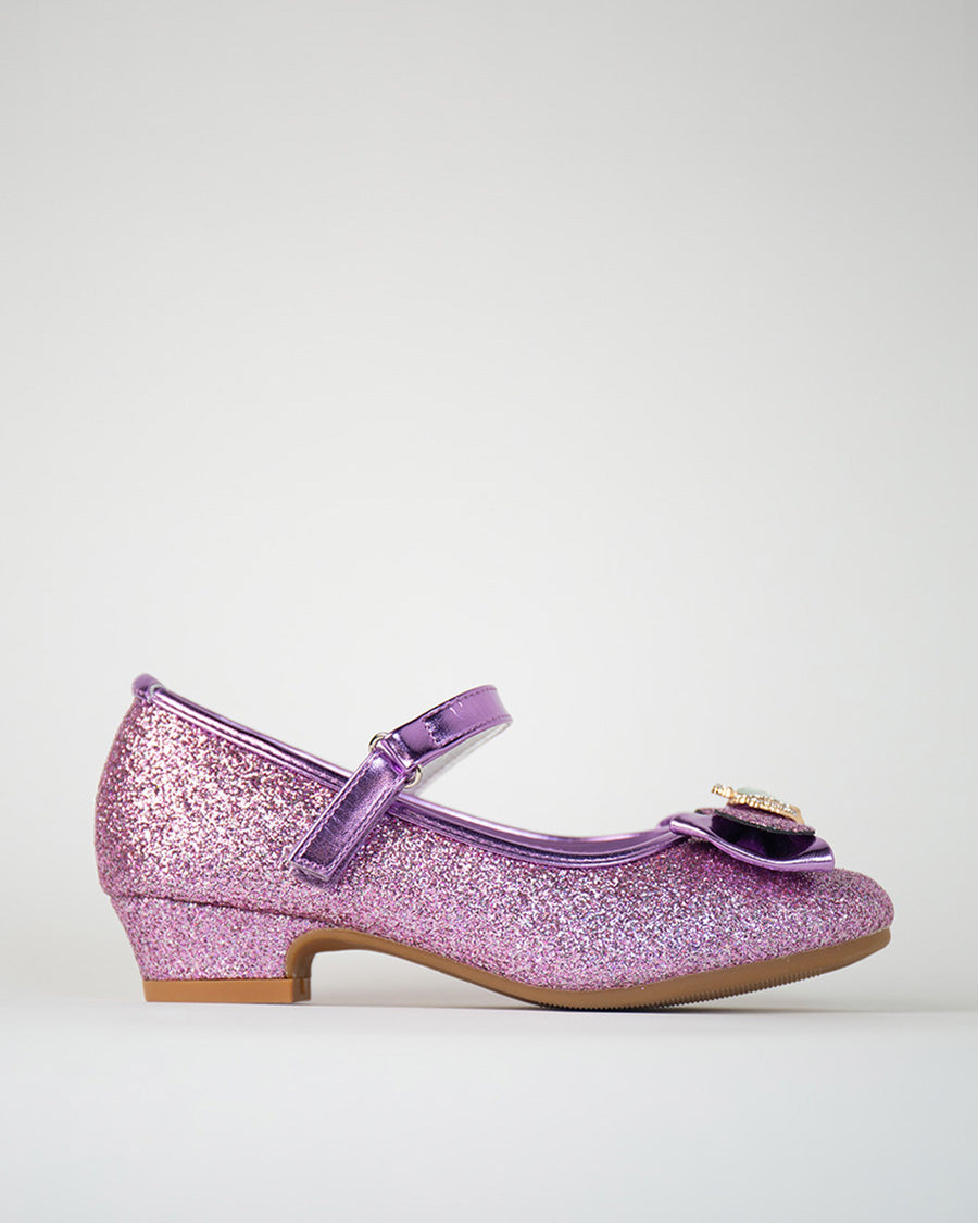 Purple Girls Crown Glitter Mary Jane Dress Shoes