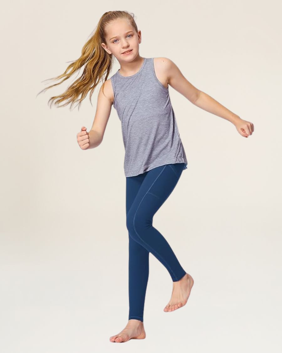Marine Blue Girls Athletic Leggings