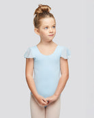Blue Girls Flutter Sleeve Dance Leotard -  View 3