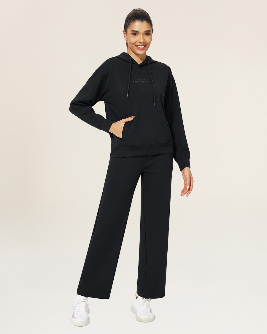 Lounge Set Hoodie Straight Leg Pants Relaxed Fit Womens