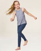 Dark Slate Blue Girls Athletic Leggings - View 2