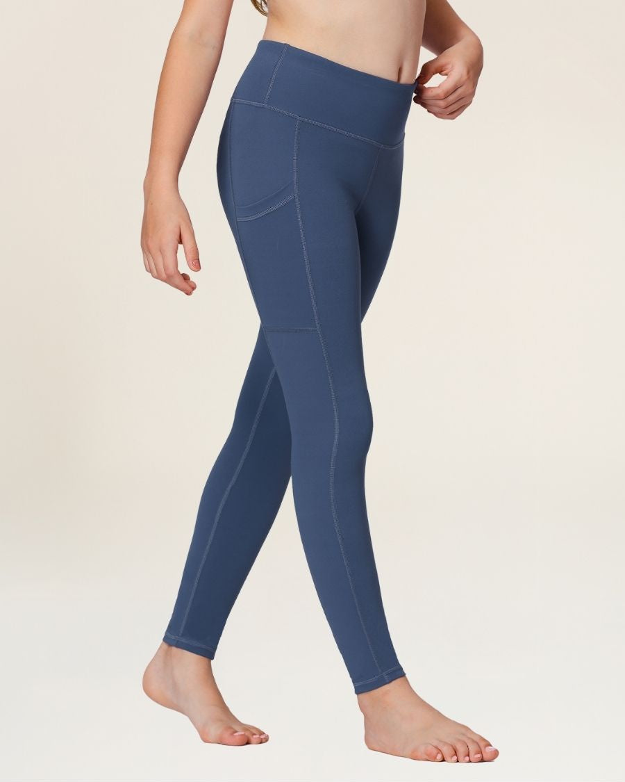 Dark Slate Blue Girls Athletic Leggings - View 3