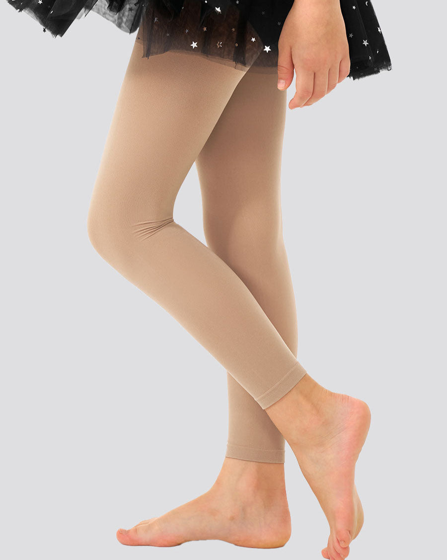Tan Girls Ultra Soft Footless Ballet Tights - View 4