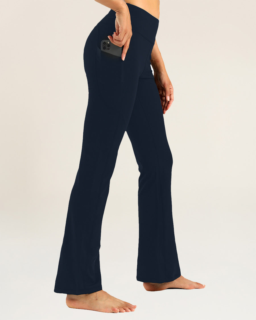 Navy High Waisted Yoga Flare Pants