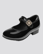 Black Kids Floral buckle Tap Shoes