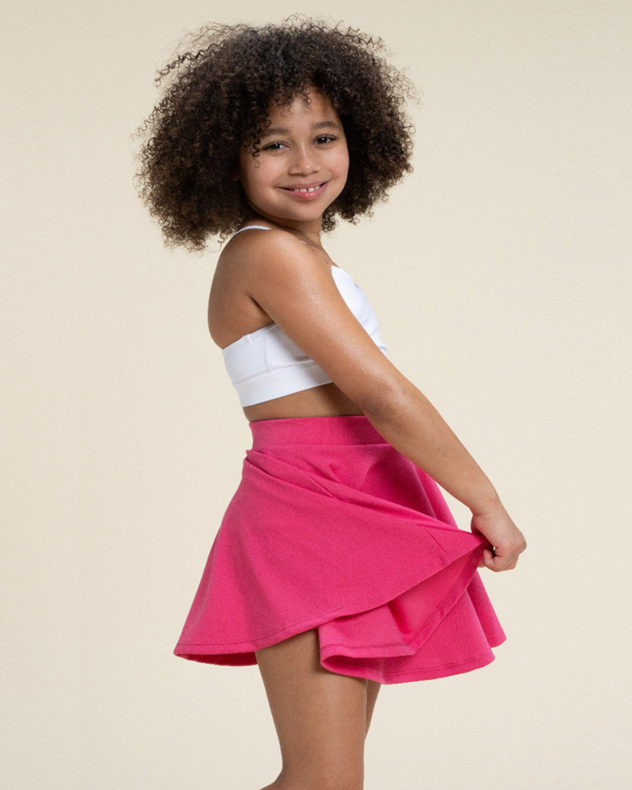 Hot Pink Girls Casual Skater Skort - View 2