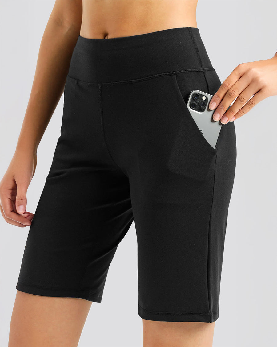 Black Bermuda High Waistband Shorts 10"