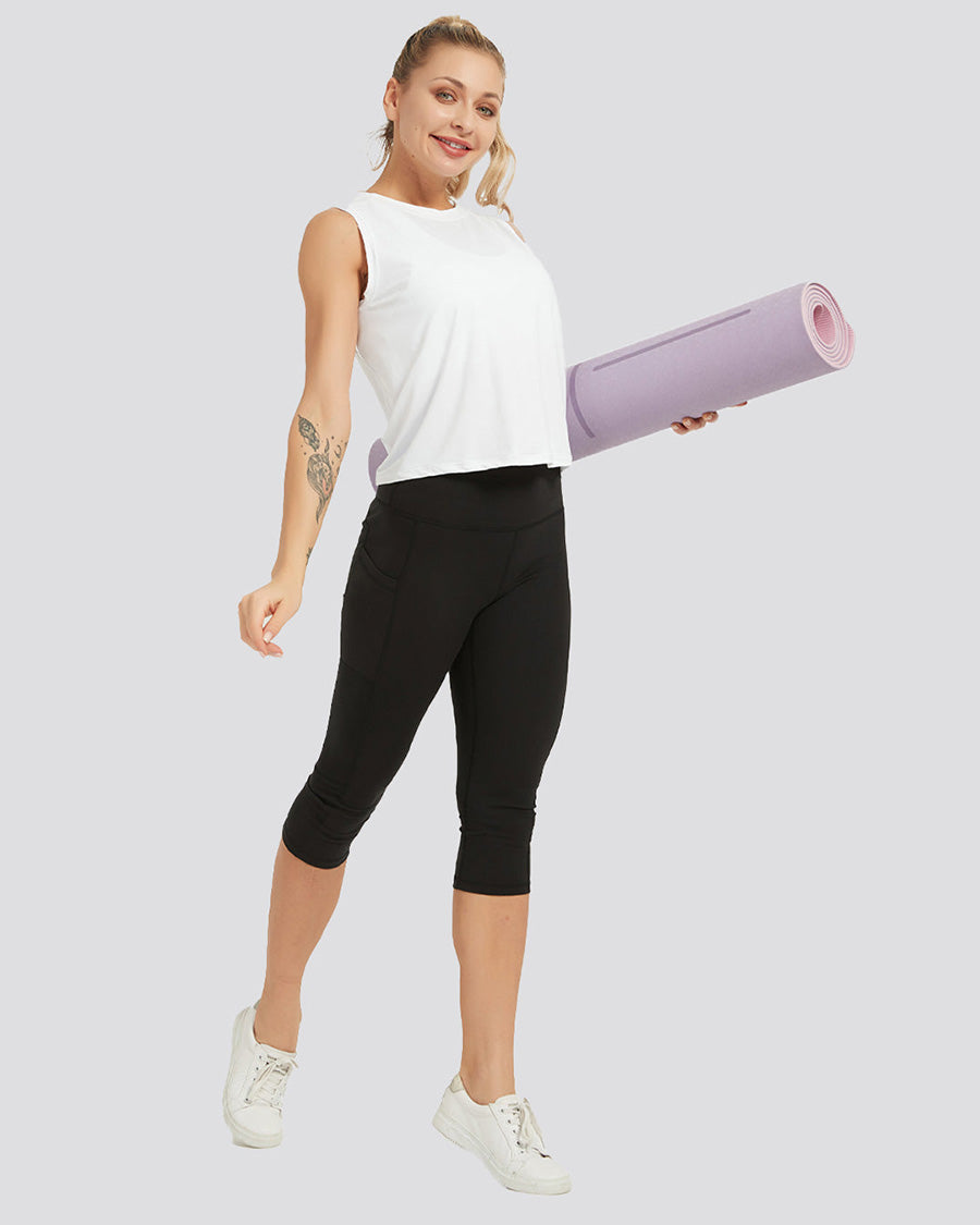 White Origin Sleeveless Workout Crop Top