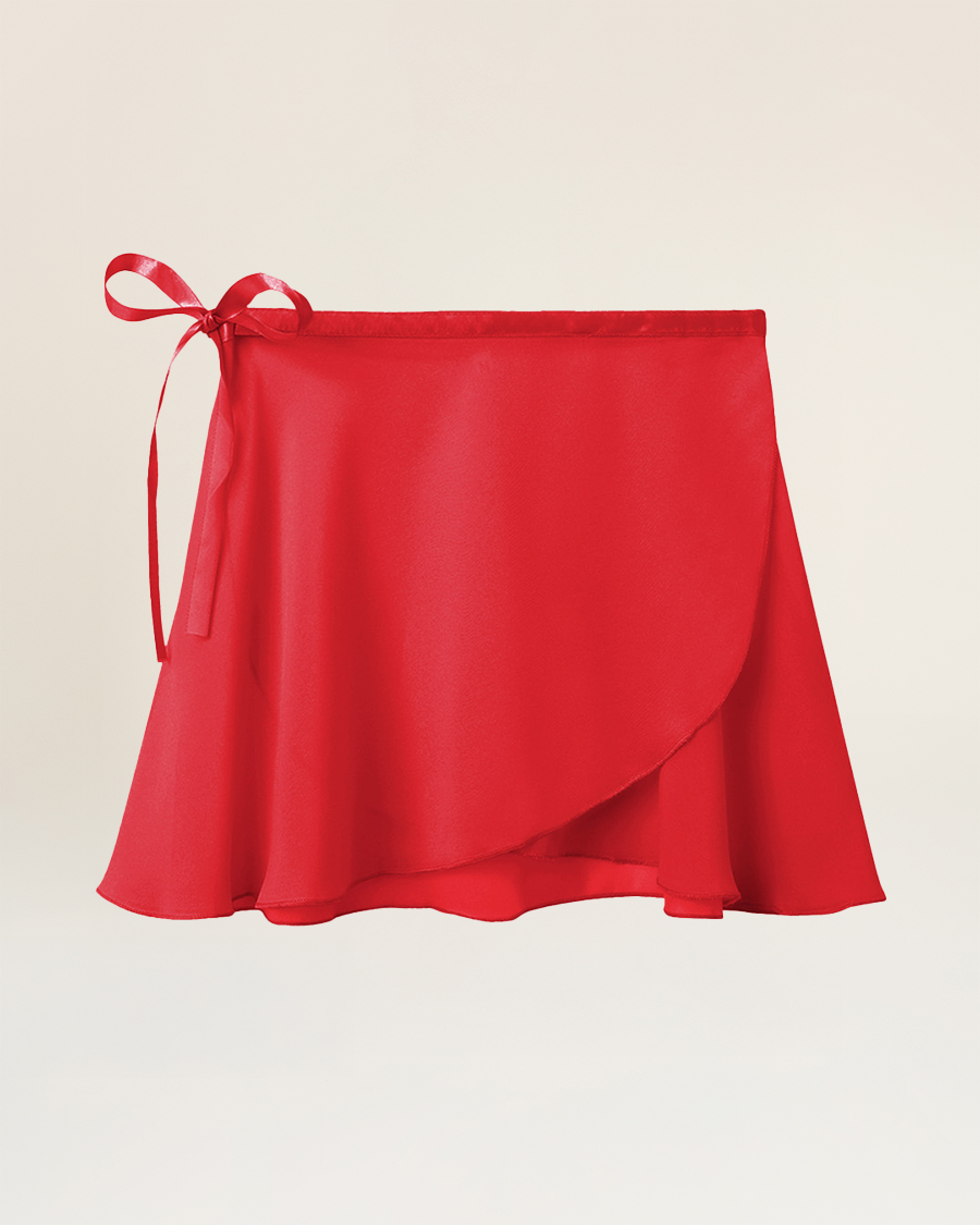 Red Girls Chiffon Wrap Skirt With Adjustable Tie