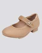Tan Kids Floral buckle Tap Shoes