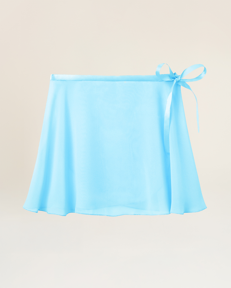 Pool Blue Girls Chiffon Wrap Skirt With Adjustable Tie