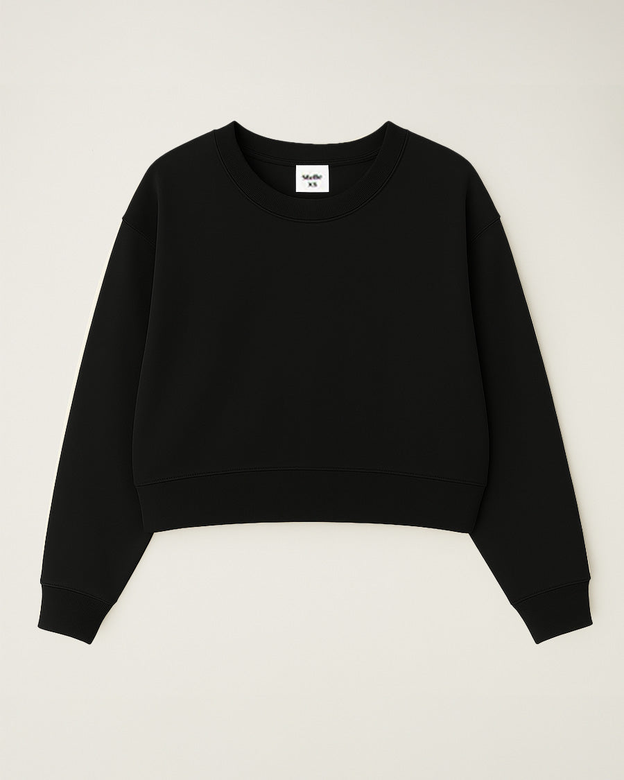 Black Crop Oversized Sweatshirt