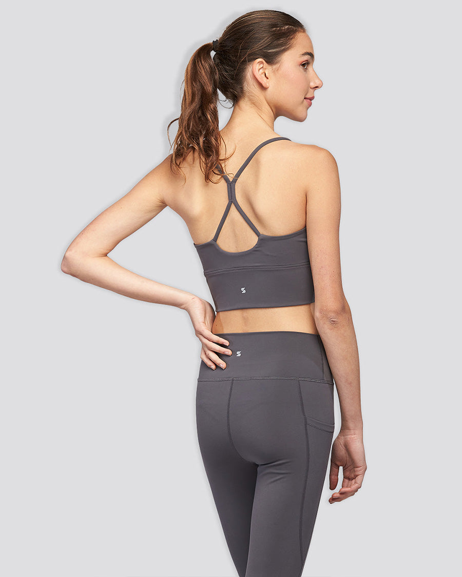 Charcoal SoftLuxe Crop Top Sports Bra
