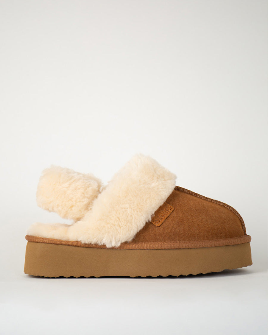 Chestnut Warm-Lined Suede Slippers