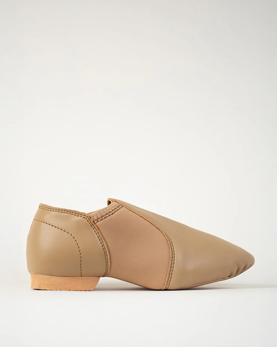 Tan Kids Unisex Jazz Shoes Leather Slip-On Dance Shoes