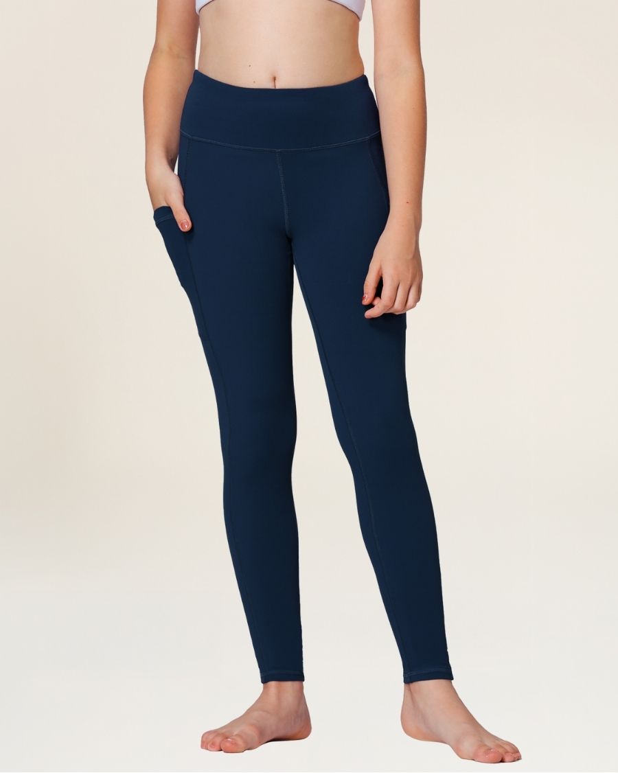 Navy Girls Athletic Leggings - View 1
