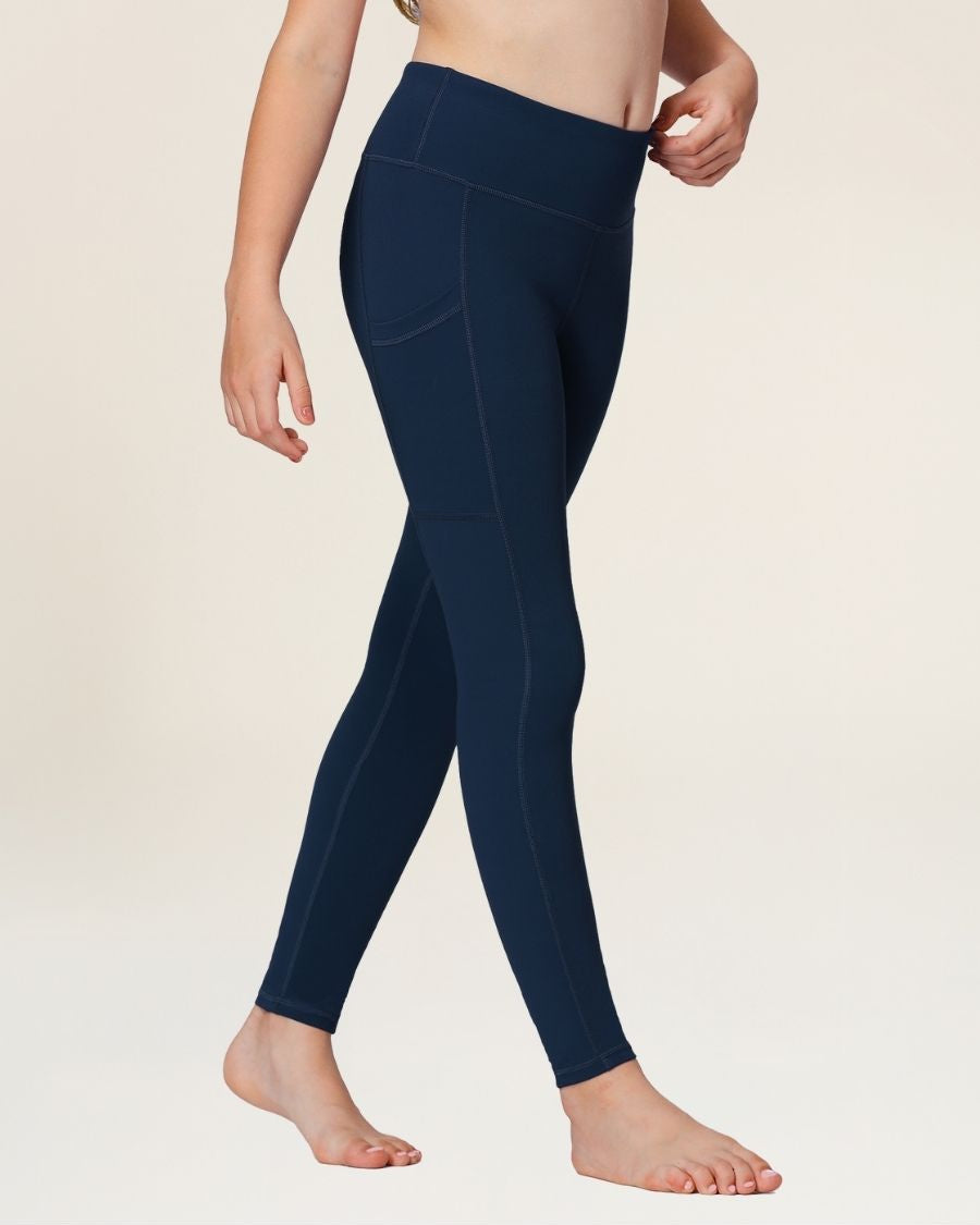 Navy Girls Athletic Leggings - View 3
