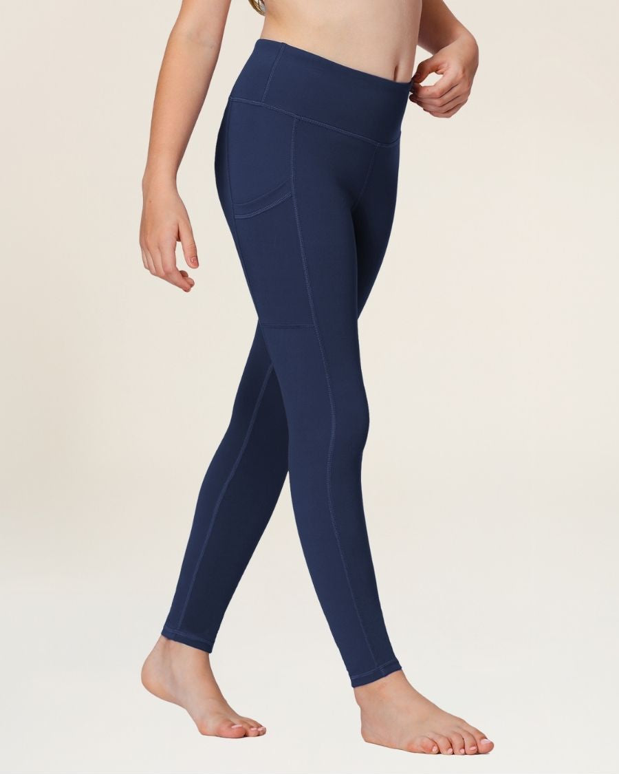 Midnight Blue Girls Athletic Leggings - View 1