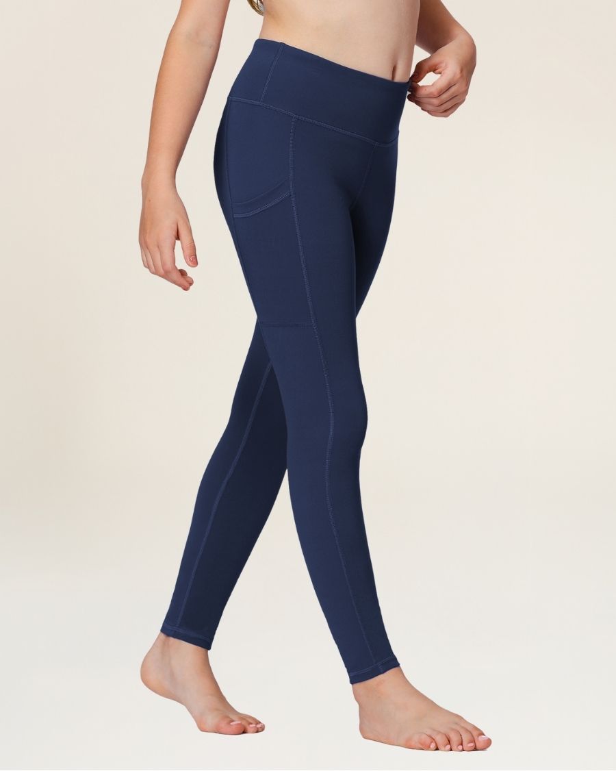 Midnight Blue Girls Athletic Leggings - View 1