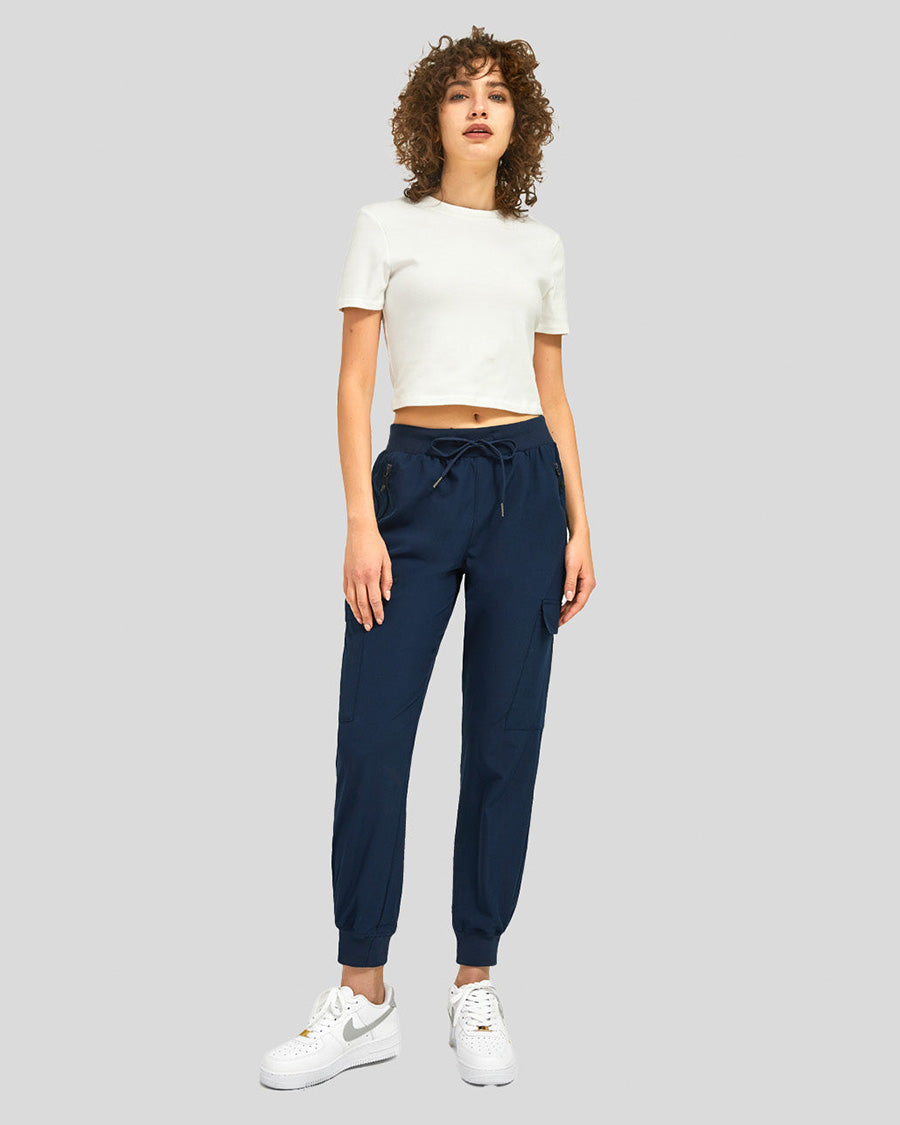 Navy Cargo Hiking Pants Tapered