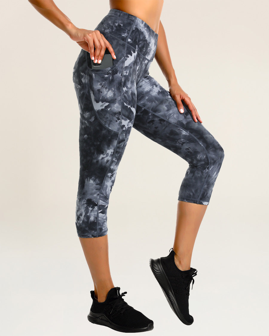 Tie Dye Black Essential Capri Leggings