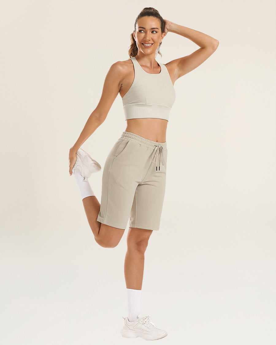 Khaki Cotton Lounge Shorts 10”
