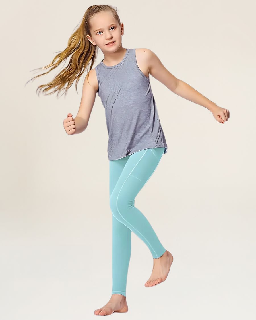 Arctic Blue Girls Athletic Leggings