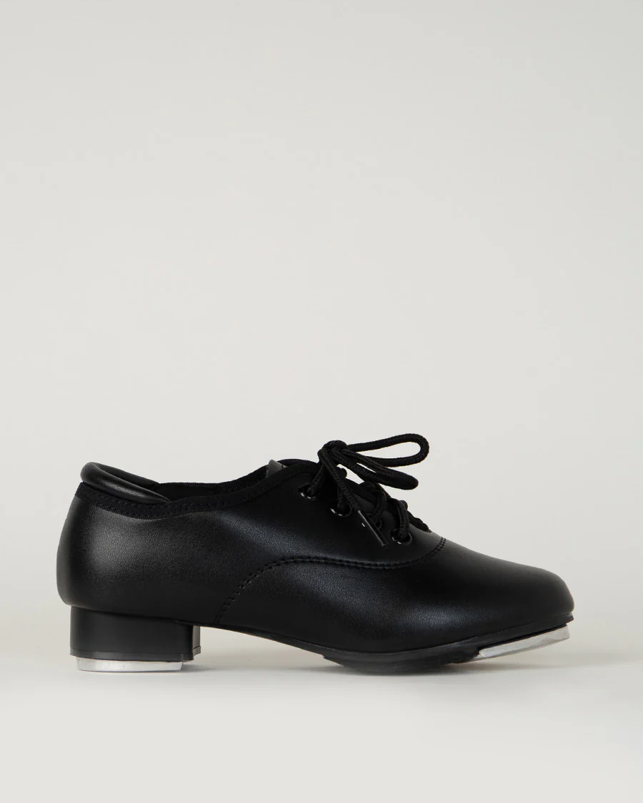 Black Kids Lace Up PU Leather Tap Shoes