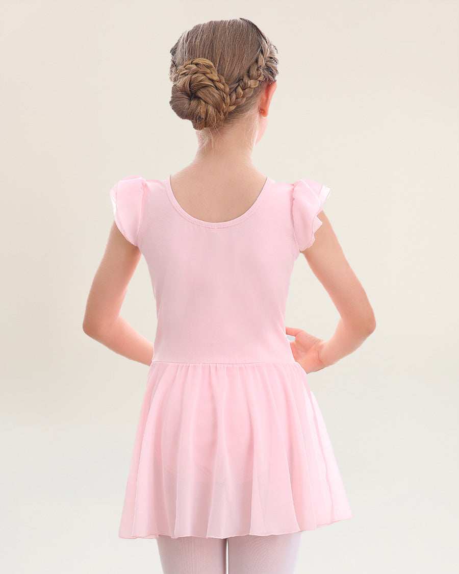 Ballet Pink Girls Flutter Sleeves Dress