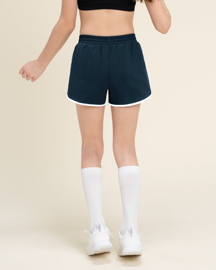Prussian Blue Girls Stretchy Athletic Shorts