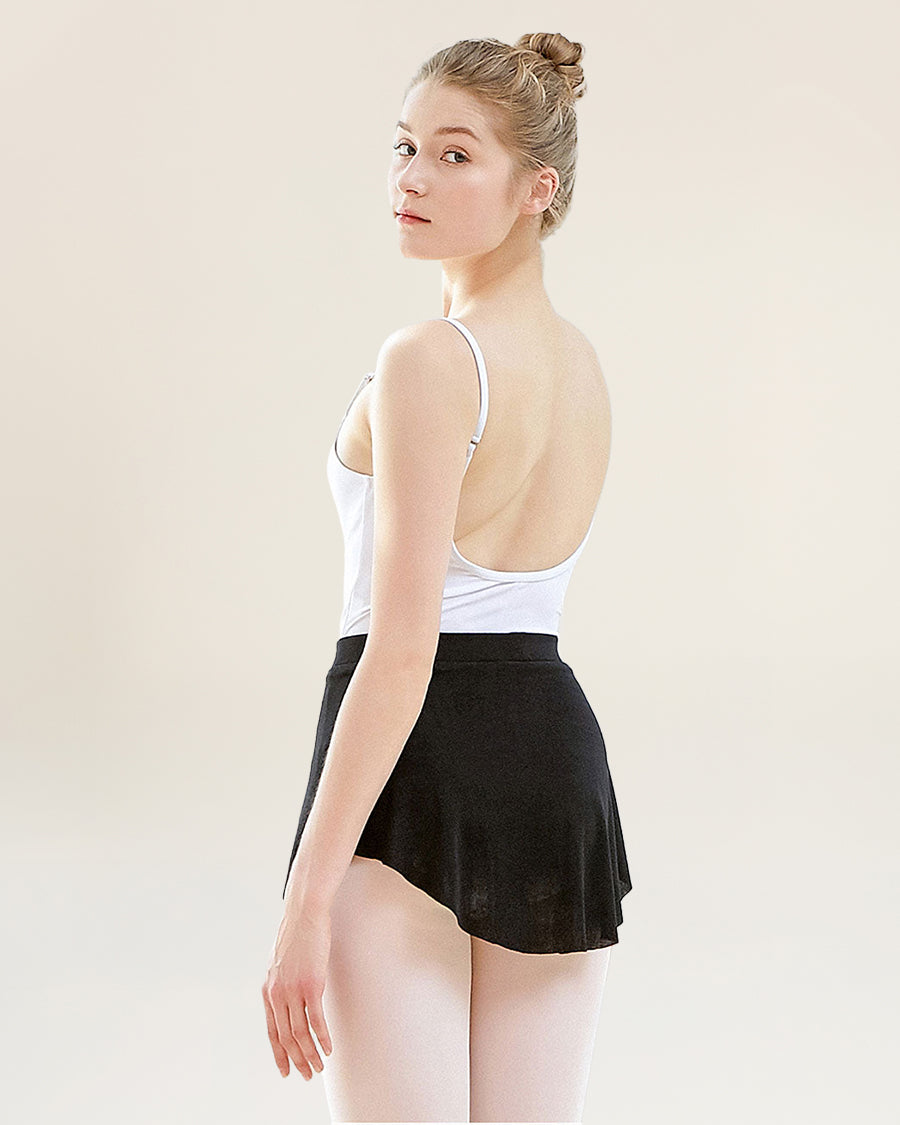 Black Women Ballet Wrap Skirt Pull-On