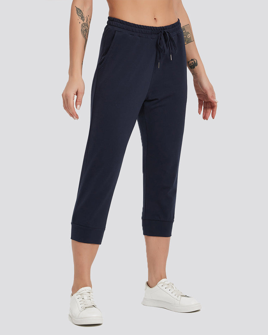 Navy Cotton Capri Sweatpants 20"