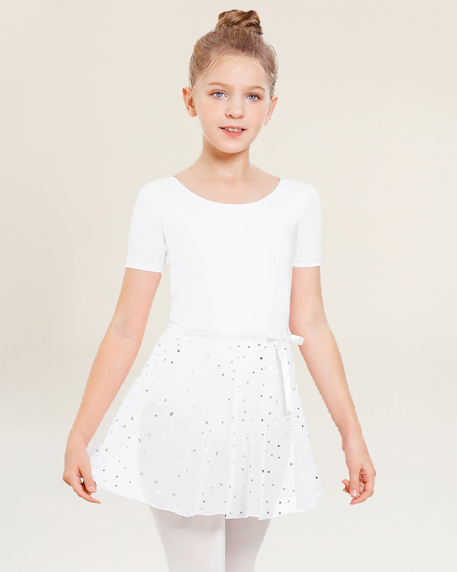 Sparkling White Girls Chiffon Wrap Skirt With Adjustable Tie