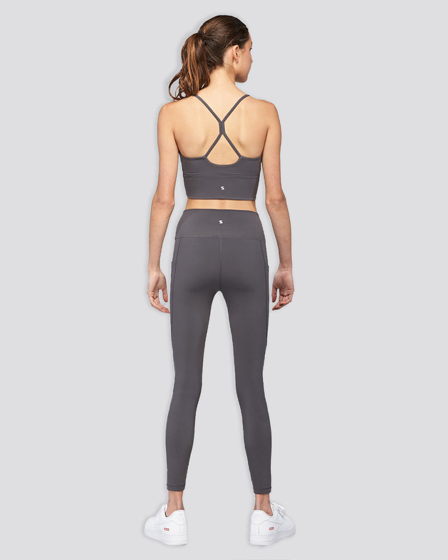 Charcoal SoftLuxe Crop Top Sports Bra