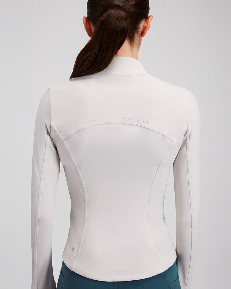 Chalk Slim-Fit Athletic Jacket | Full-Zip with Pockets