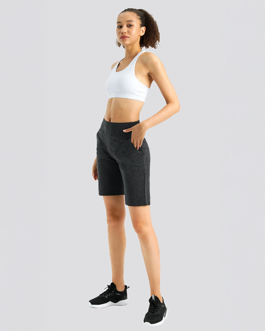 Heather Grey Bermuda High Waistband Shorts 10"