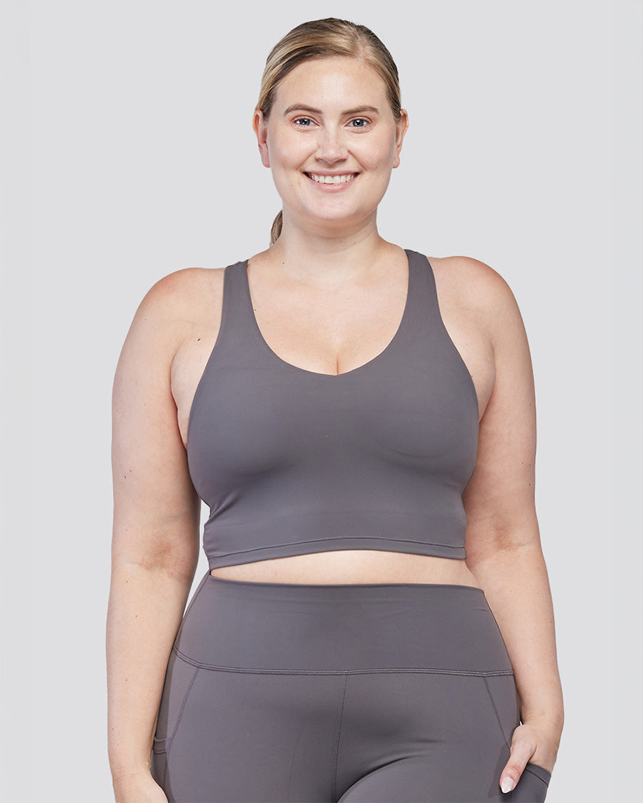 Charcoal SoftLuxe Racerback Sports Bra