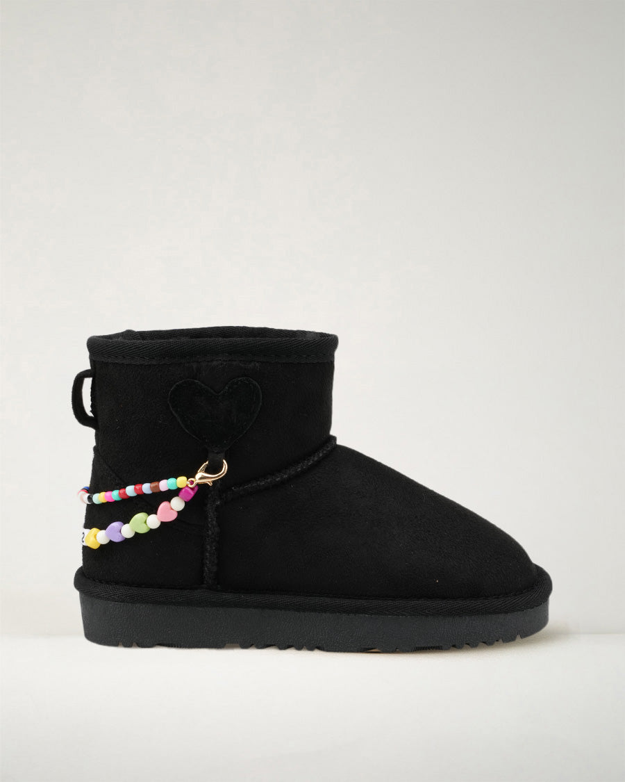 Black Kids Faux Fur Snow Boots