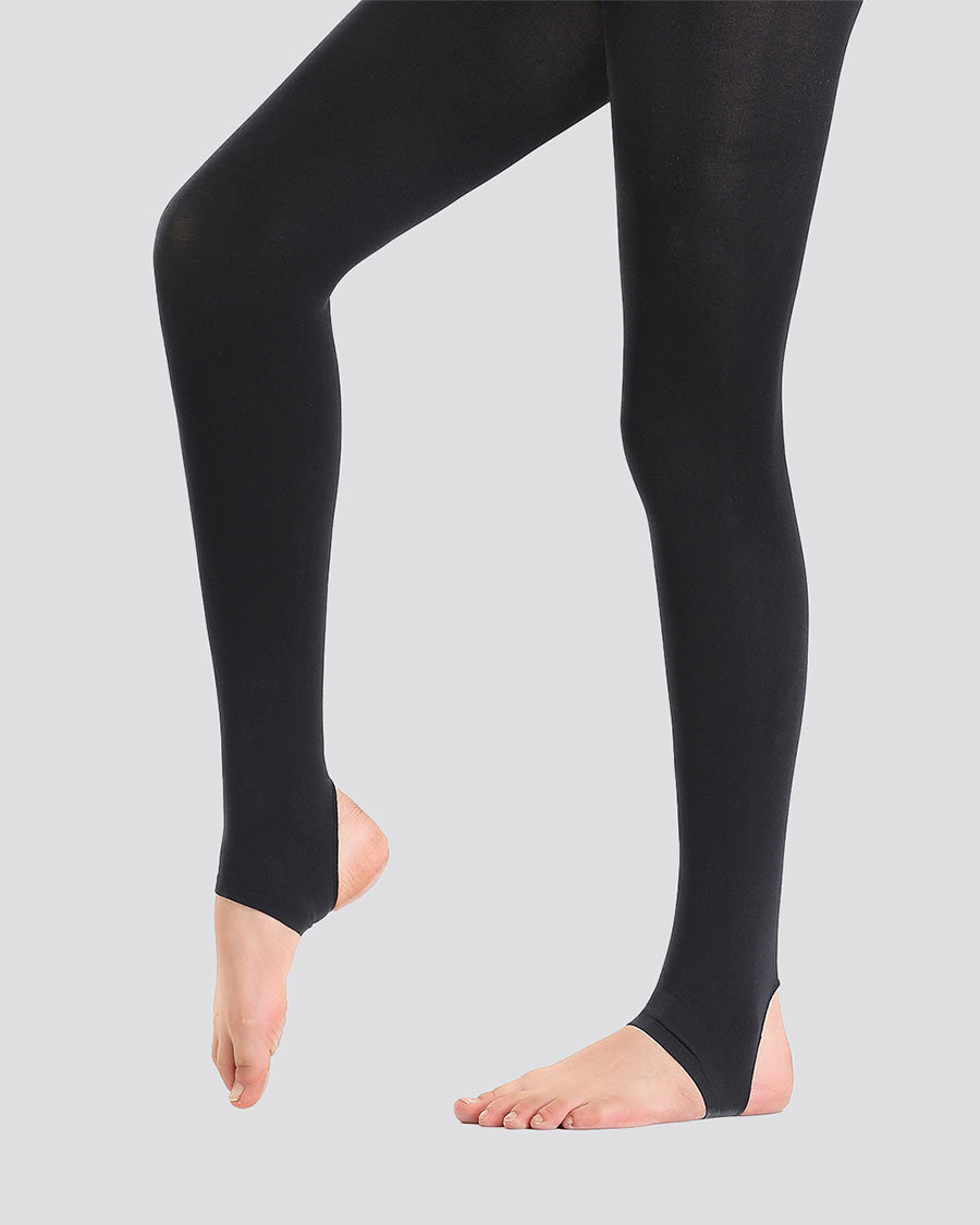 Black Girls Ultra Soft Stirrup Tights - View 3