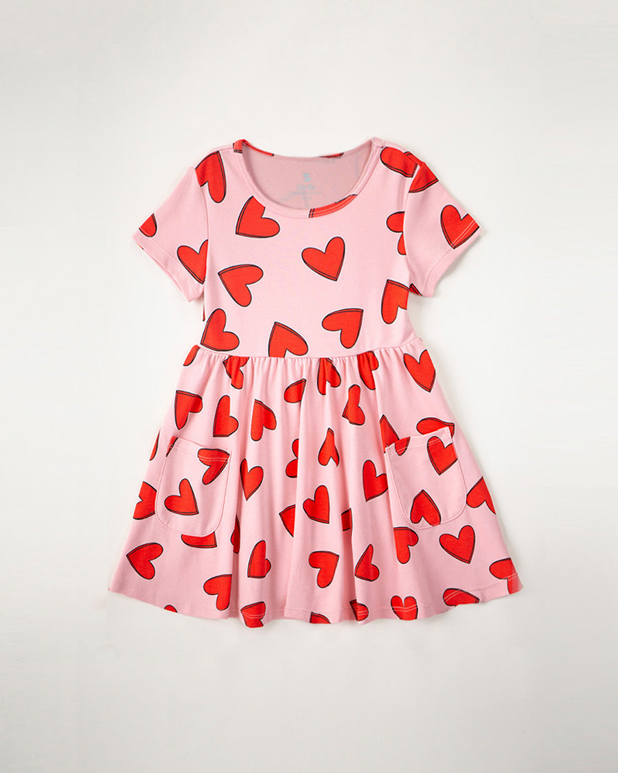 Sweet Hearts Girls Printed Cotton Skater Dress
